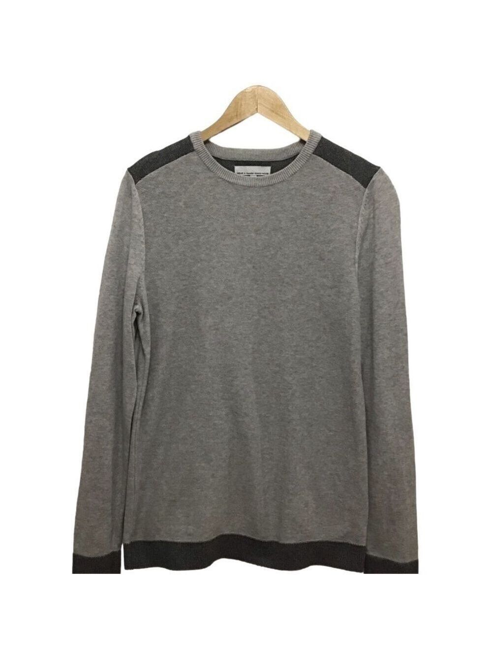 JULES France Grey 100% Cotton Knit Sweater | Men’s Long Sleeve Shirt Large round
